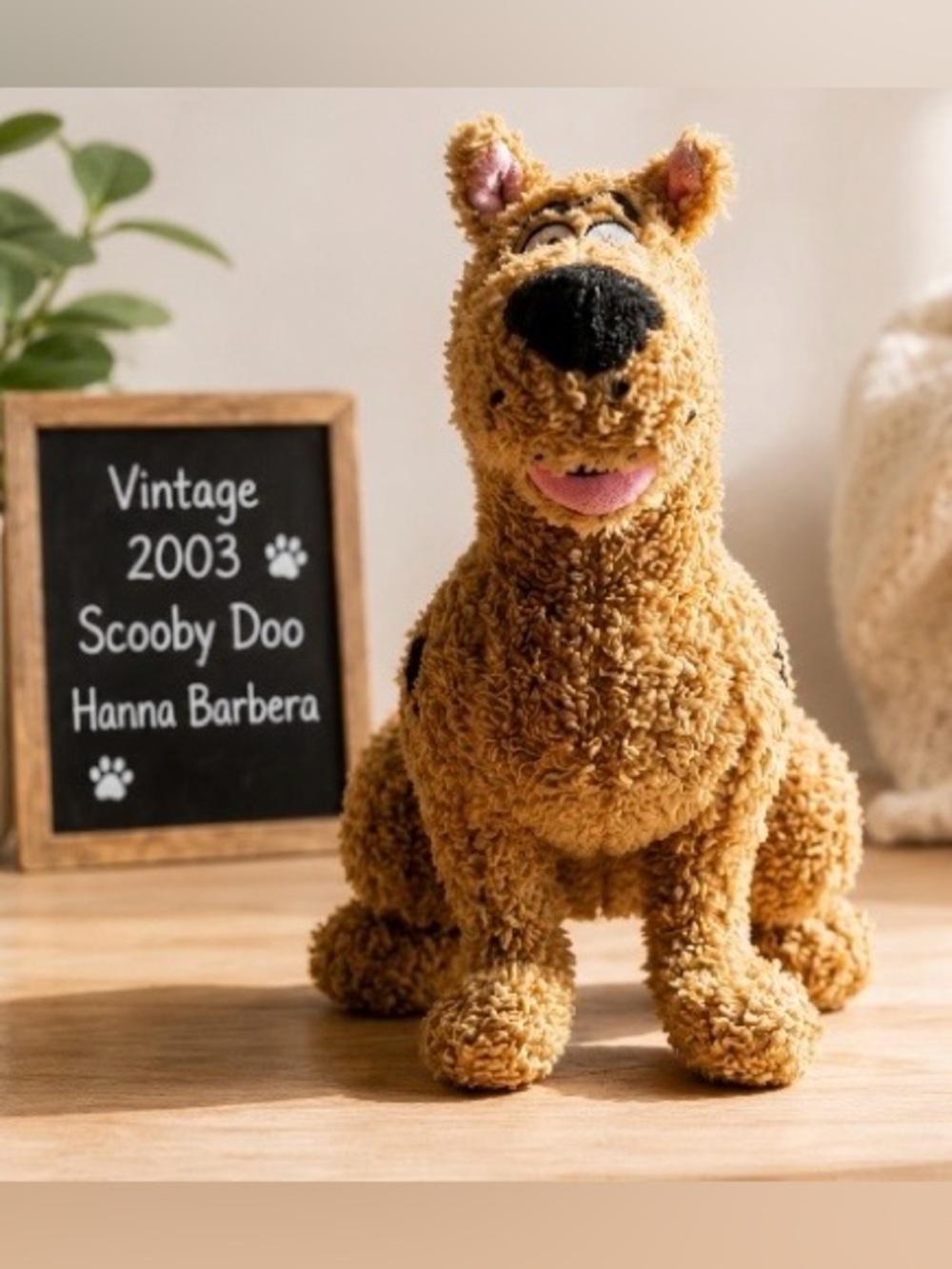 Vintage 2003 Scooby Doo Hanna Barbera Shaggy Fur 9” Plush Beanie Stuffed Toy
